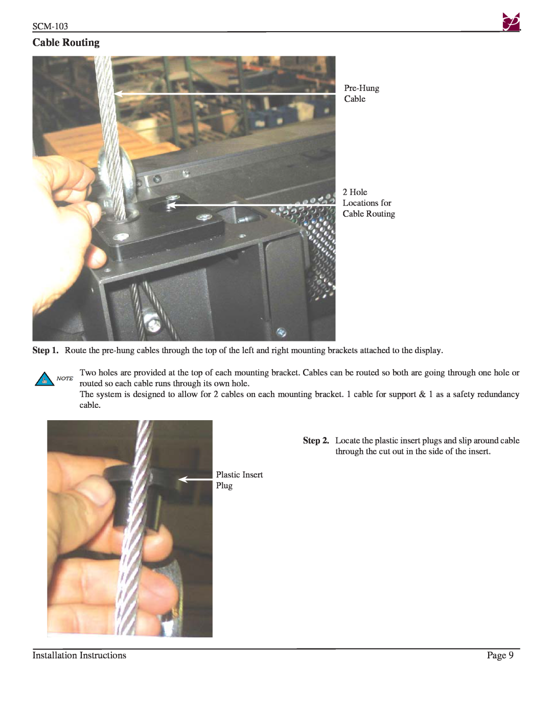 Premier Mounts SCM-103 installation instructions Cable Routing, Installation Instructions, Page 