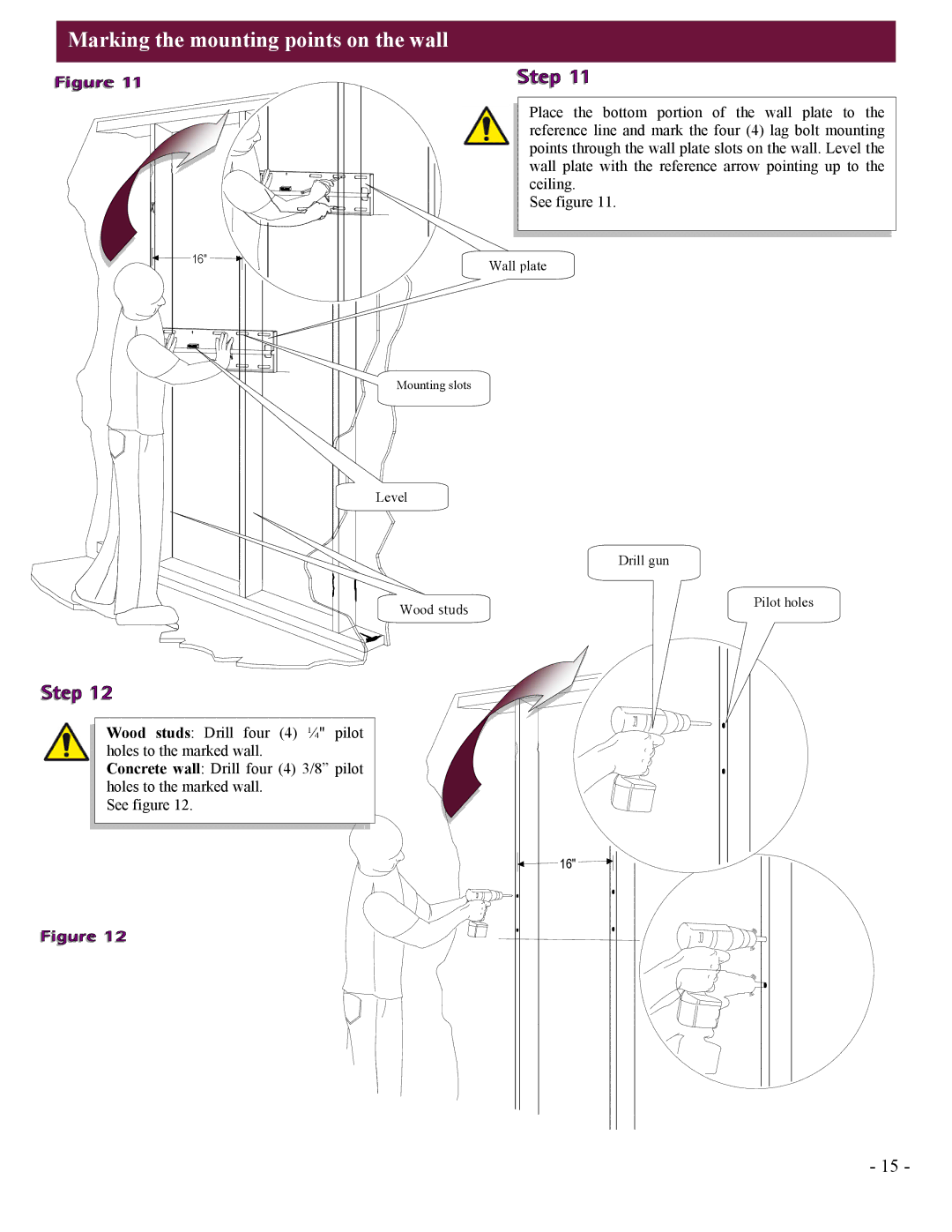 Premier Mounts UFM installation instructions Marking the mounting points on the wall 