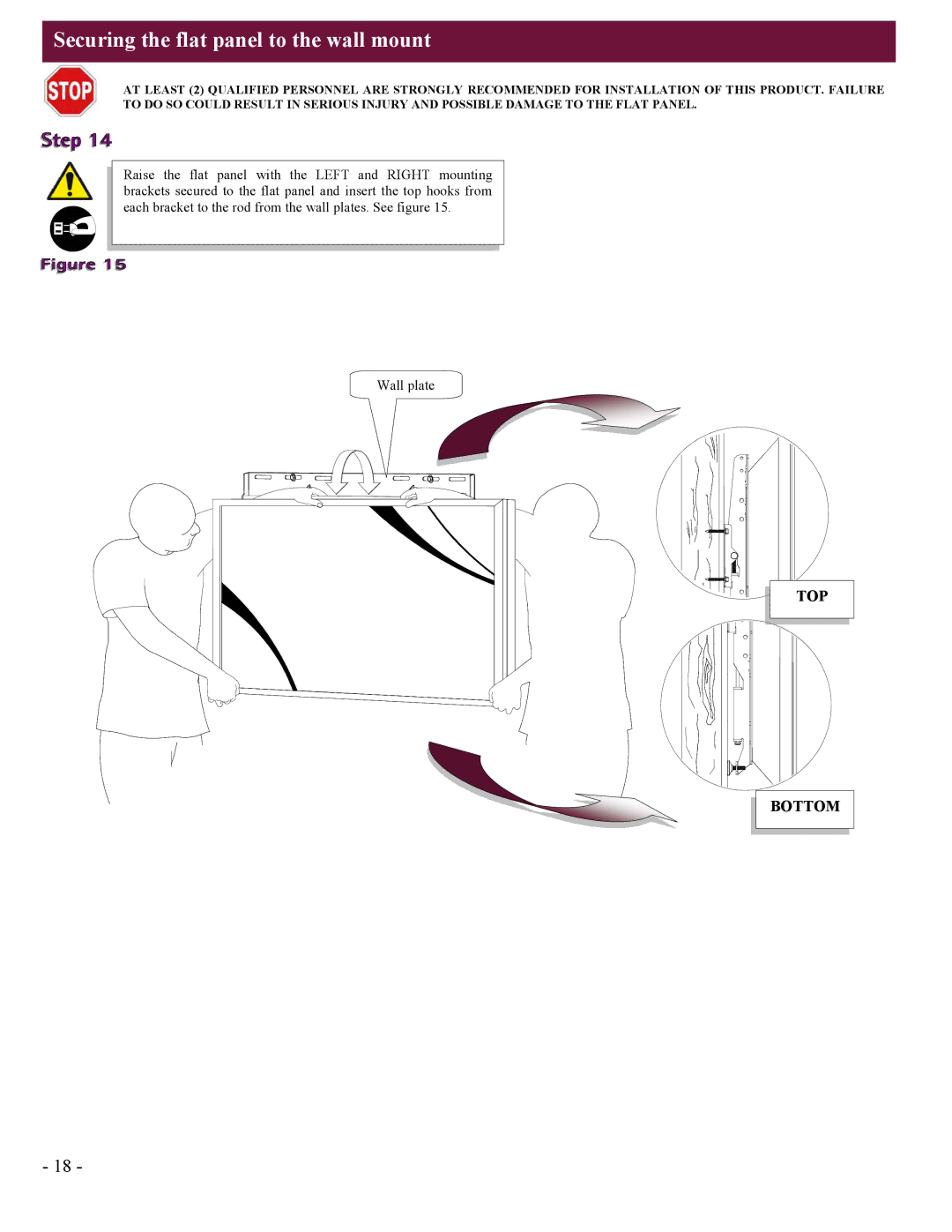 Premier Mounts UFM installation instructions Securing the flat panel to the wall mount 