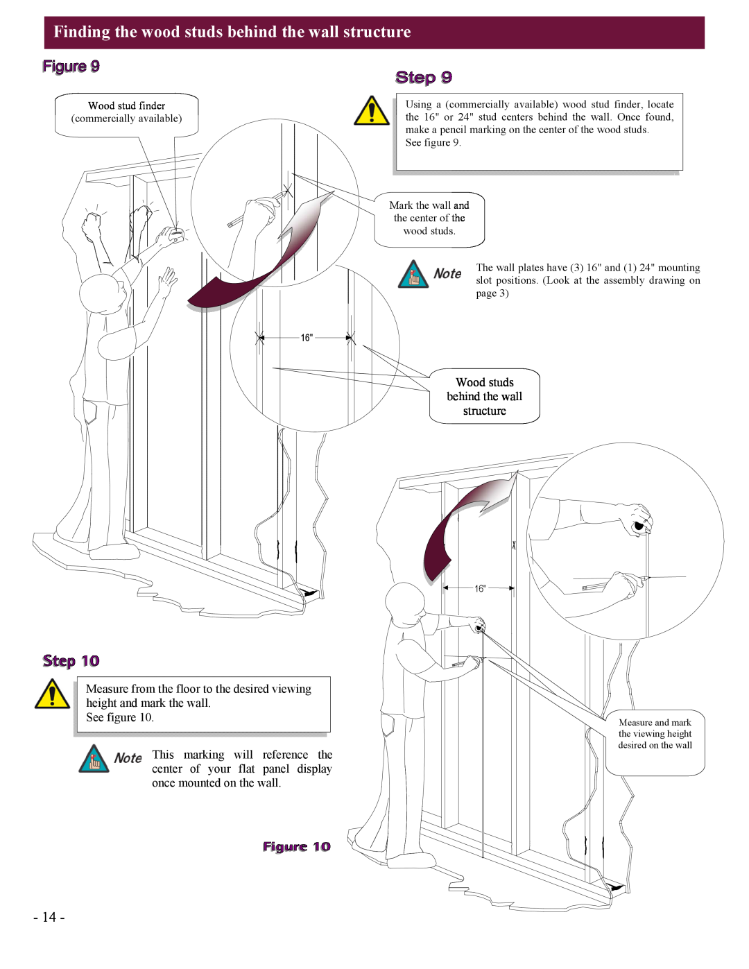 Premier Mounts UFM installation instructions Finding the wood studs behind the wall structure 