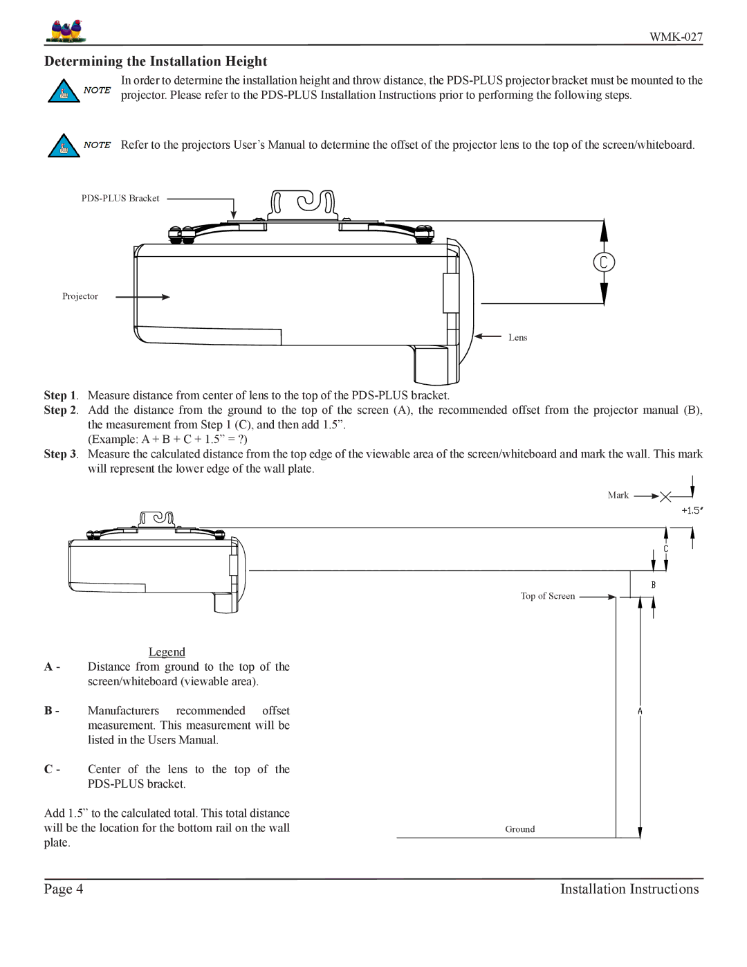 Premier Mounts WMK-027 installation instructions Determining the Installation Height 