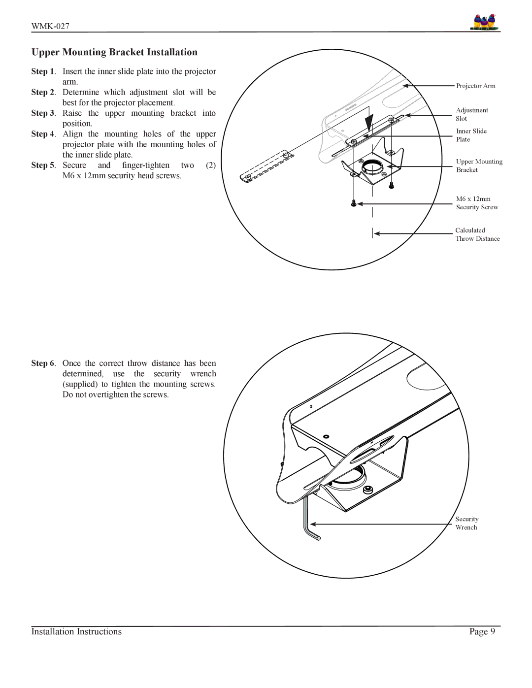 Premier Mounts WMK-027 installation instructions Upper Mounting Bracket Installation 