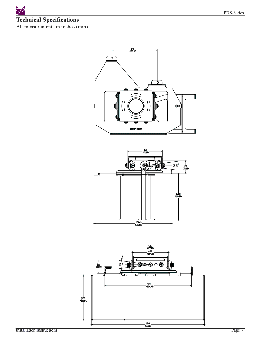 Premier Mounts XL6000CM installation instructions Technical Specifications 