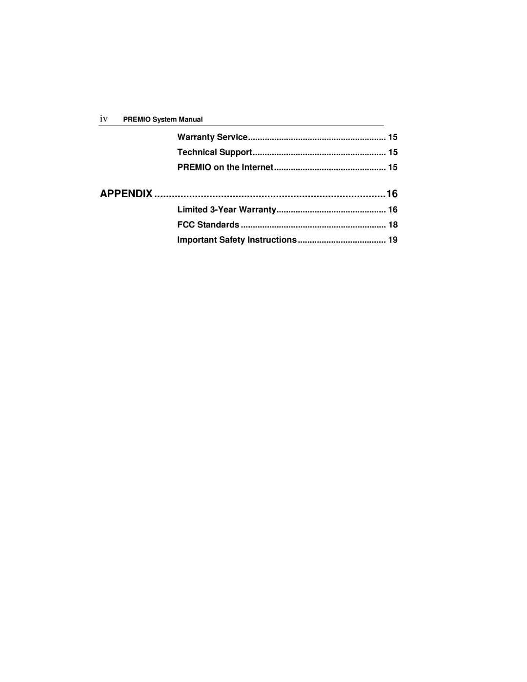 Premio Computer Apollo/Shadowhawk user manual Appendix 