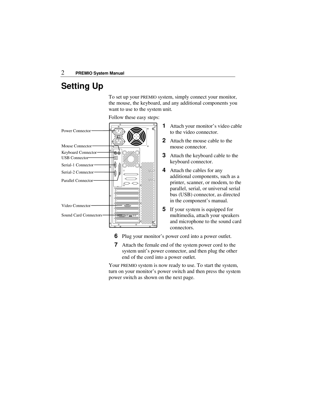 Premio Computer Apollo/Shadowhawk user manual Setting Up 