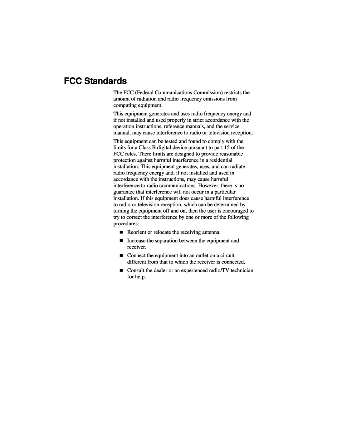 Premio Computer Apollo/Shadowhawk user manual FCC Standards 