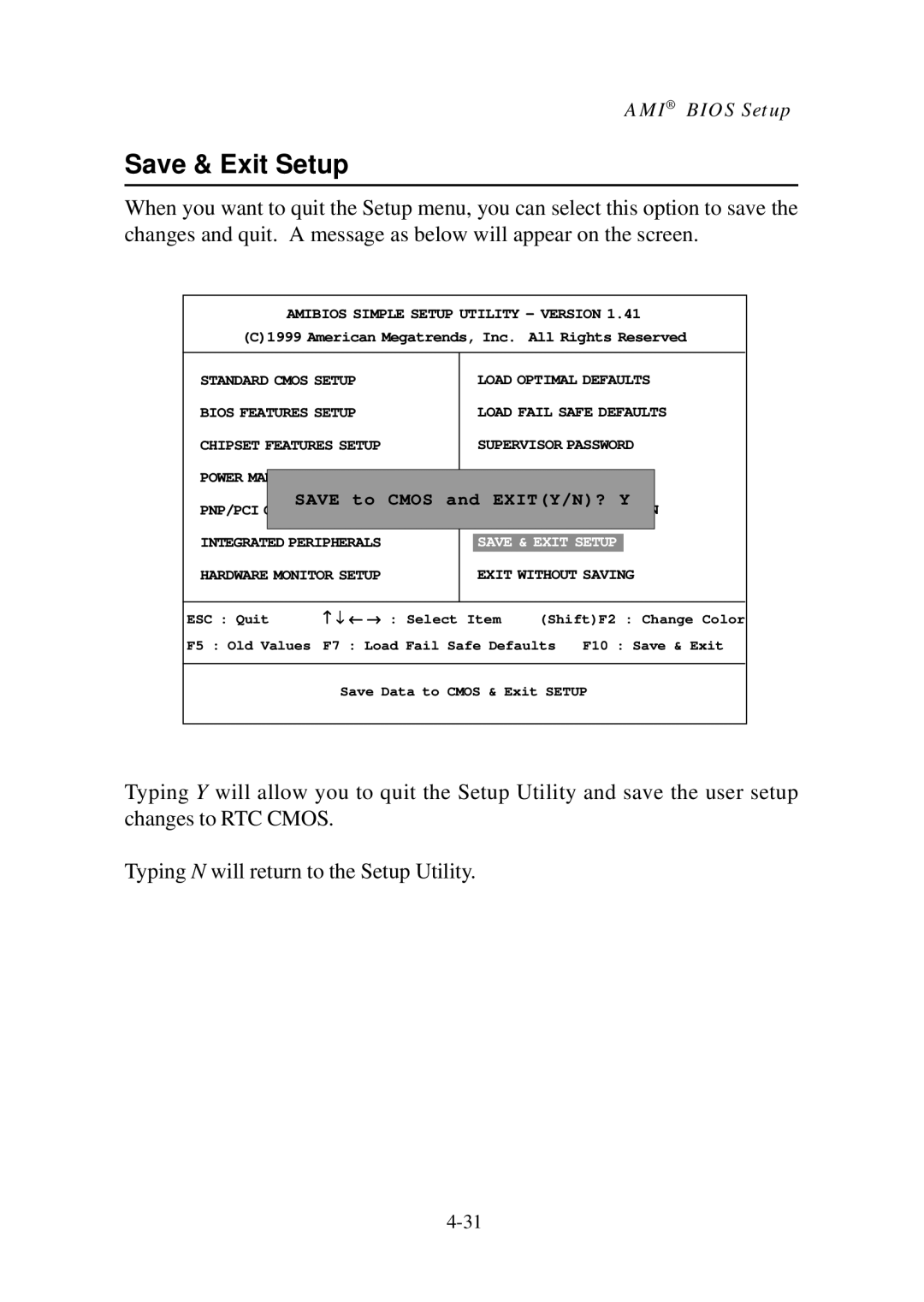 Premio Computer Aries/Centella manual Save to Cmos and EXITY/N? Y 