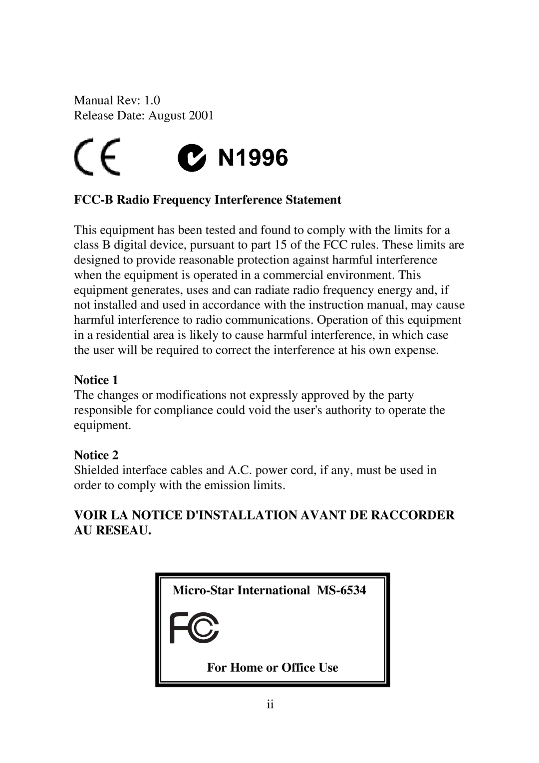 Premio Computer Aries/Centella manual FCC-B Radio Frequency Interference Statement 