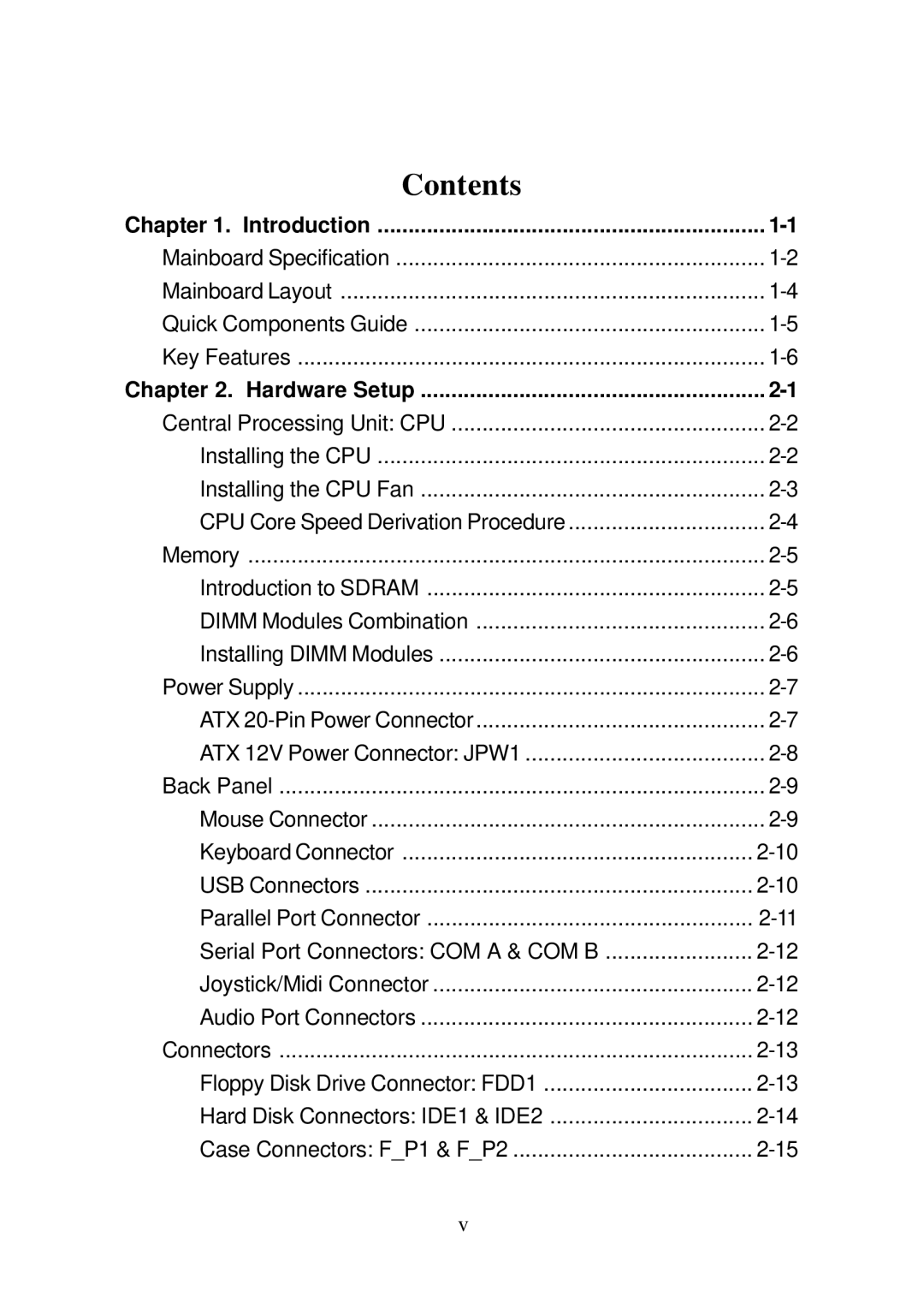 Premio Computer Aries/Centella manual Contents 