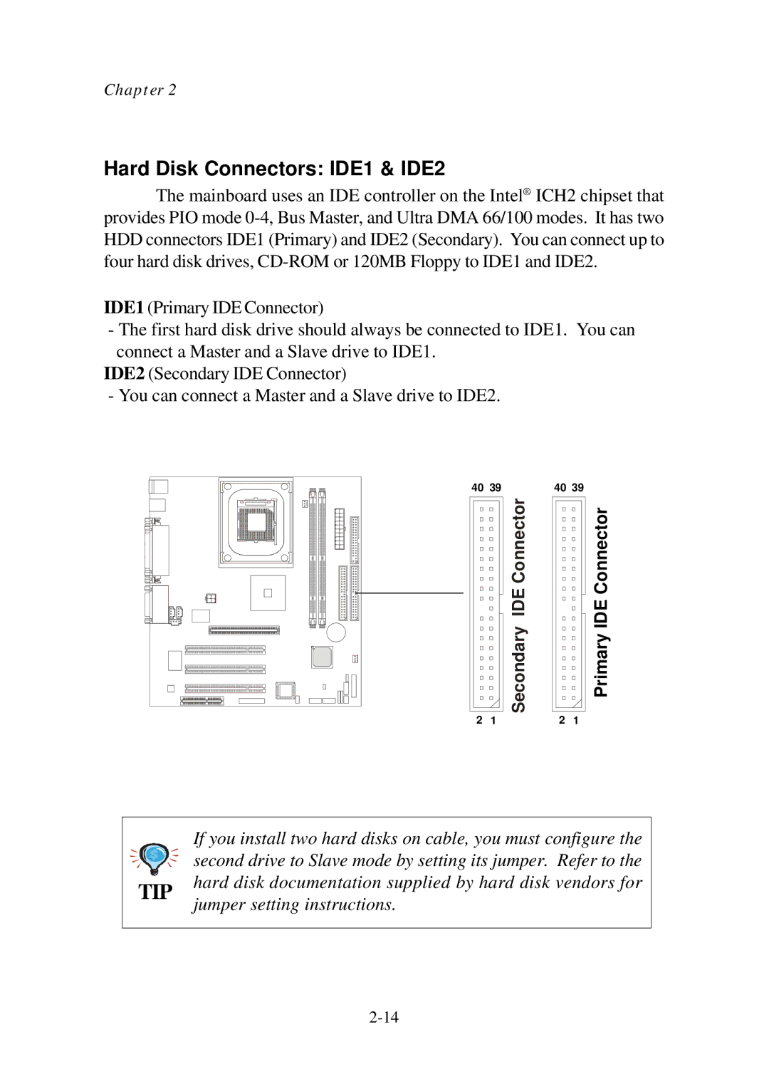 Premio Computer Aries/Centella manual Hard Disk Connectors IDE1 & IDE2, Primary IDE Connector 