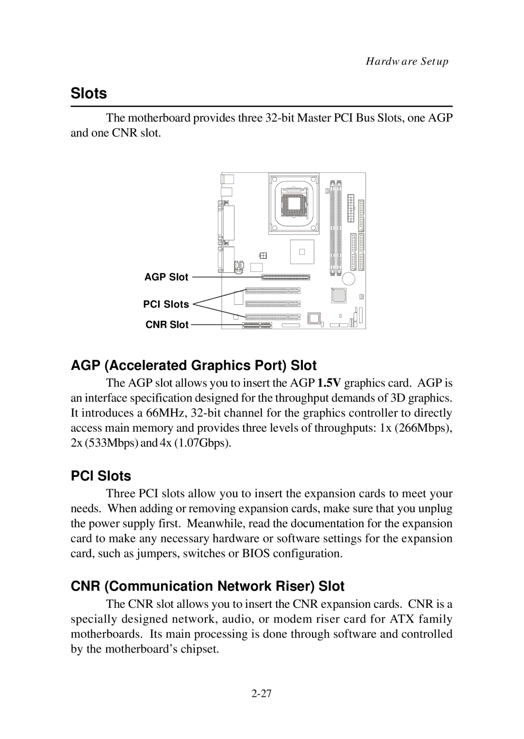 Premio Computer Aries/Centella AGP Accelerated Graphics Port Slot, PCI Slots, CNR Communication Network Riser Slot 