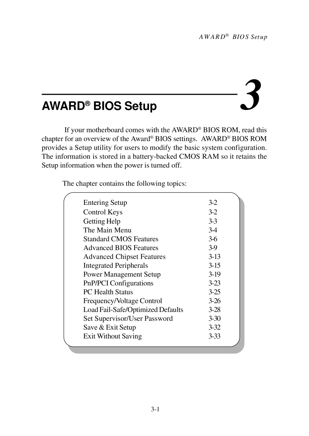 Premio Computer Aries/Centella manual Award Bios Setup 