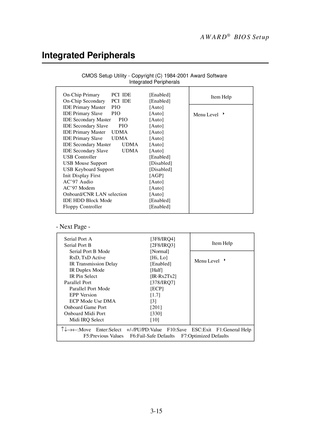 Premio Computer Aries/Centella manual Integrated Peripherals, Agp 