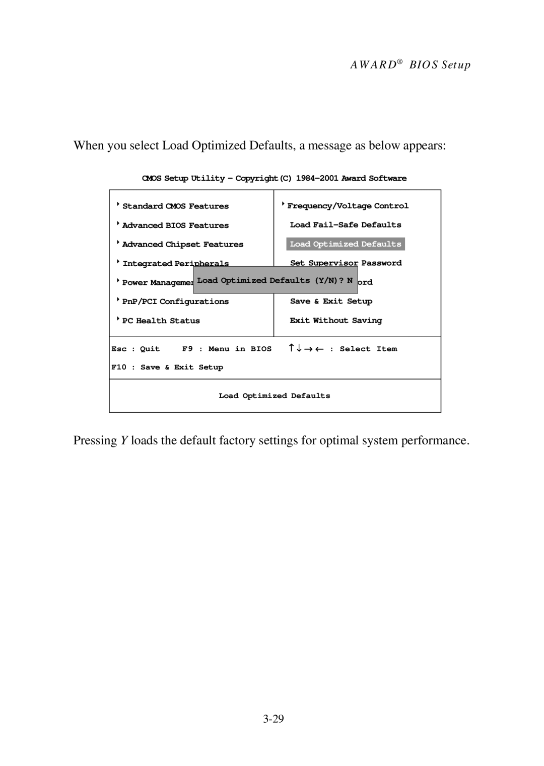 Premio Computer Aries/Centella manual Load Optimized Defaults 