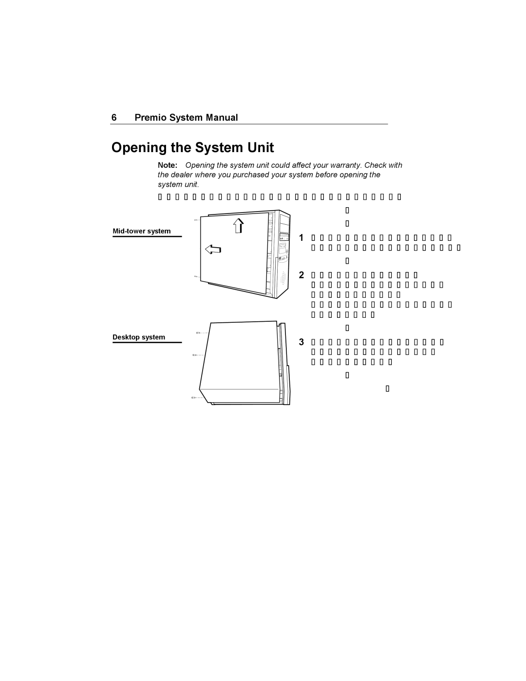 Premio Computer Premio Apollo/Shadowhawk Computer manual Opening the System Unit 