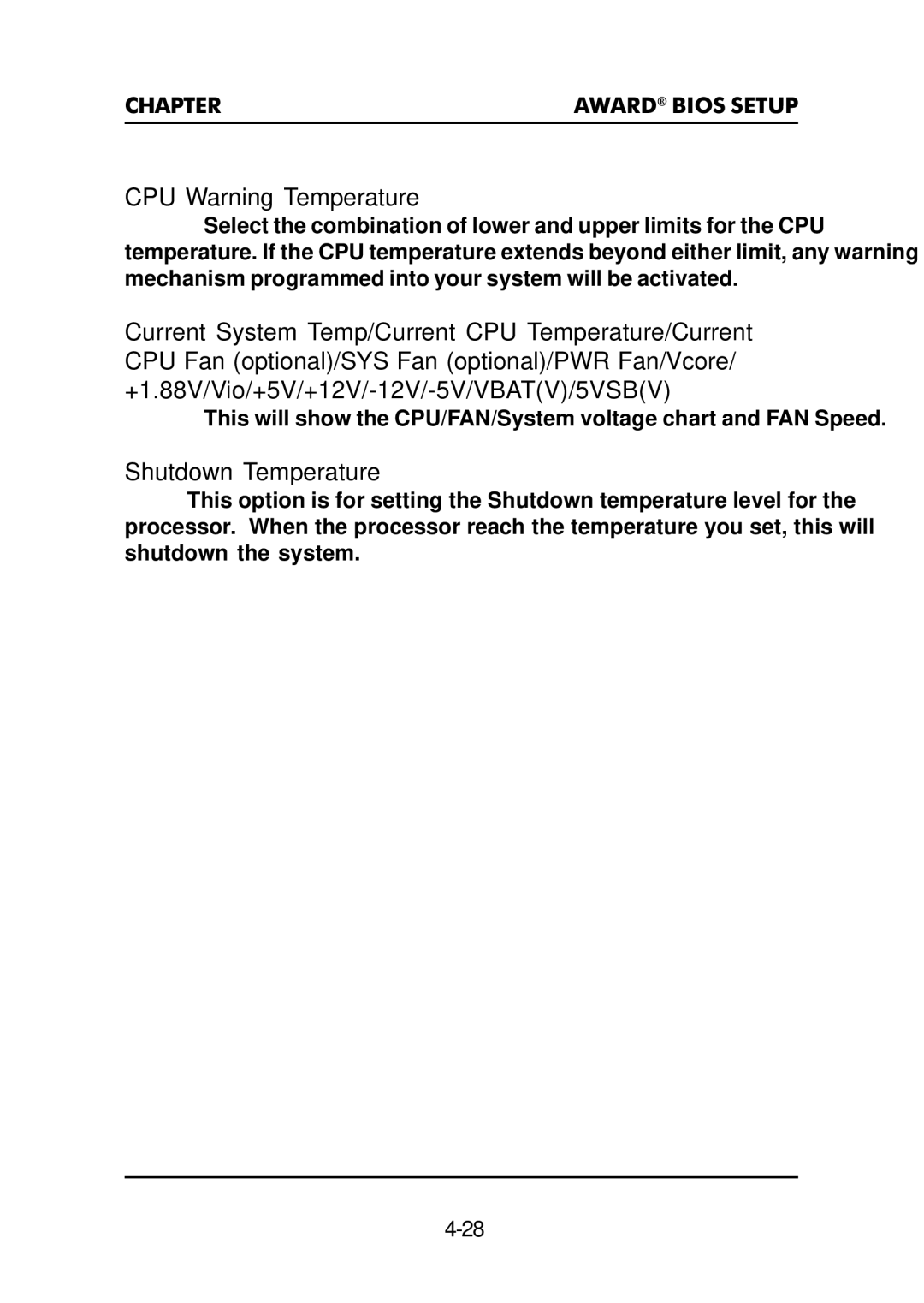 Premio Computer Premio Apollo/Shadowhawk Computer manual CPU Warning Temperature, Shutdown Temperature 