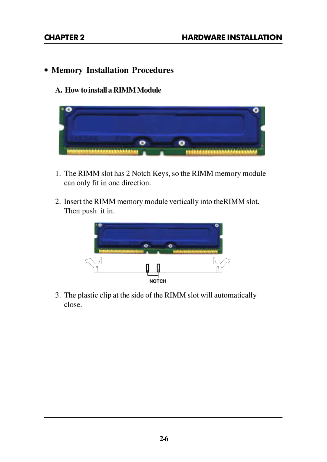 Premio Computer Premio Apollo/Shadowhawk Computer manual ∙ Memory Installation Procedures, How to install a Rimm Module 