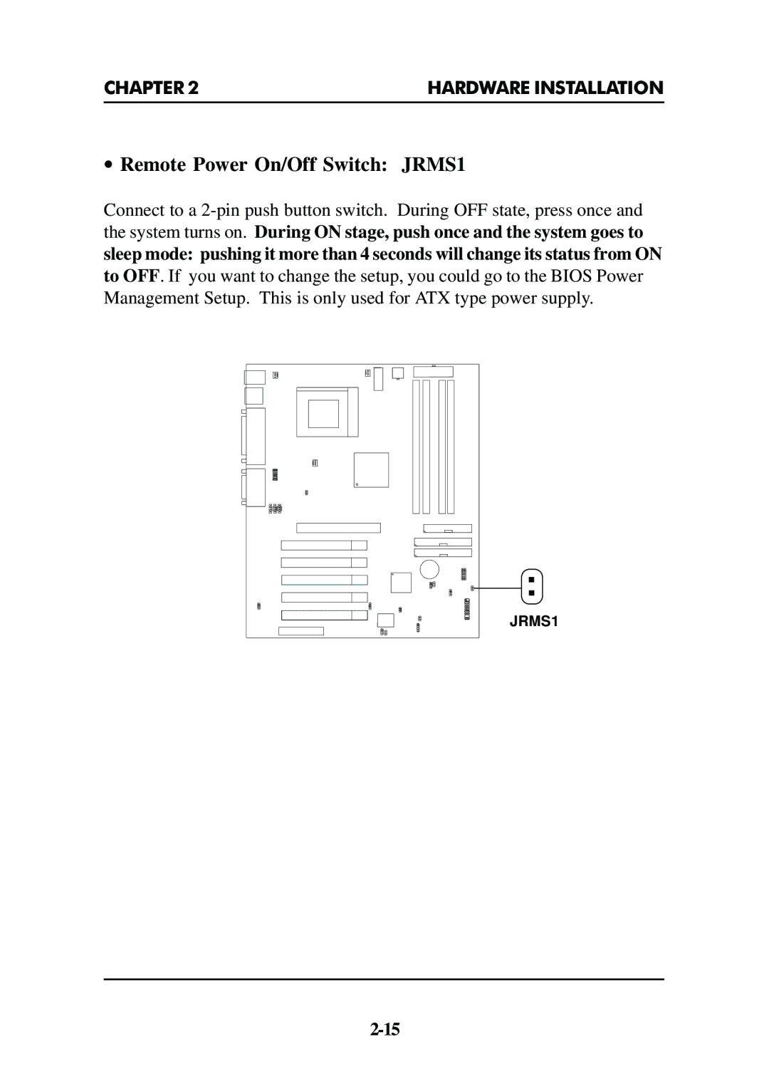 Premio Computer Premio Apollo/Shadowhawk Computer manual ∙ Remote Power On/Off Switch JRMS1 