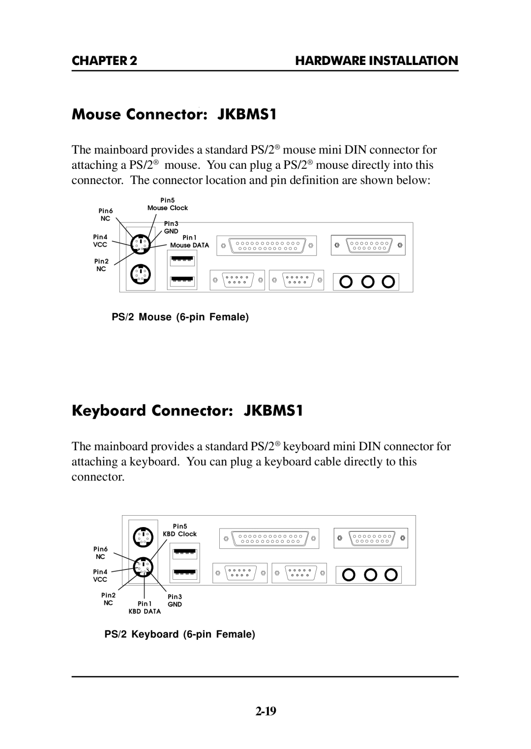 Premio Computer Premio Apollo/Shadowhawk Computer manual Mouse Connector JKBMS1, Keyboard Connector JKBMS1 