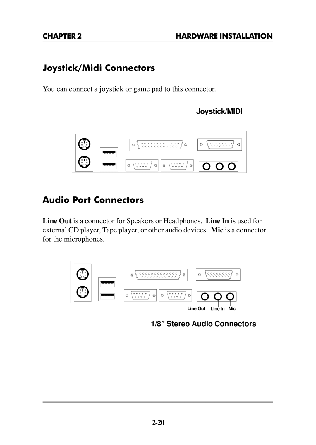 Premio Computer Premio Apollo/Shadowhawk Computer manual Joystick/Midi Connectors, Audio Port Connectors 