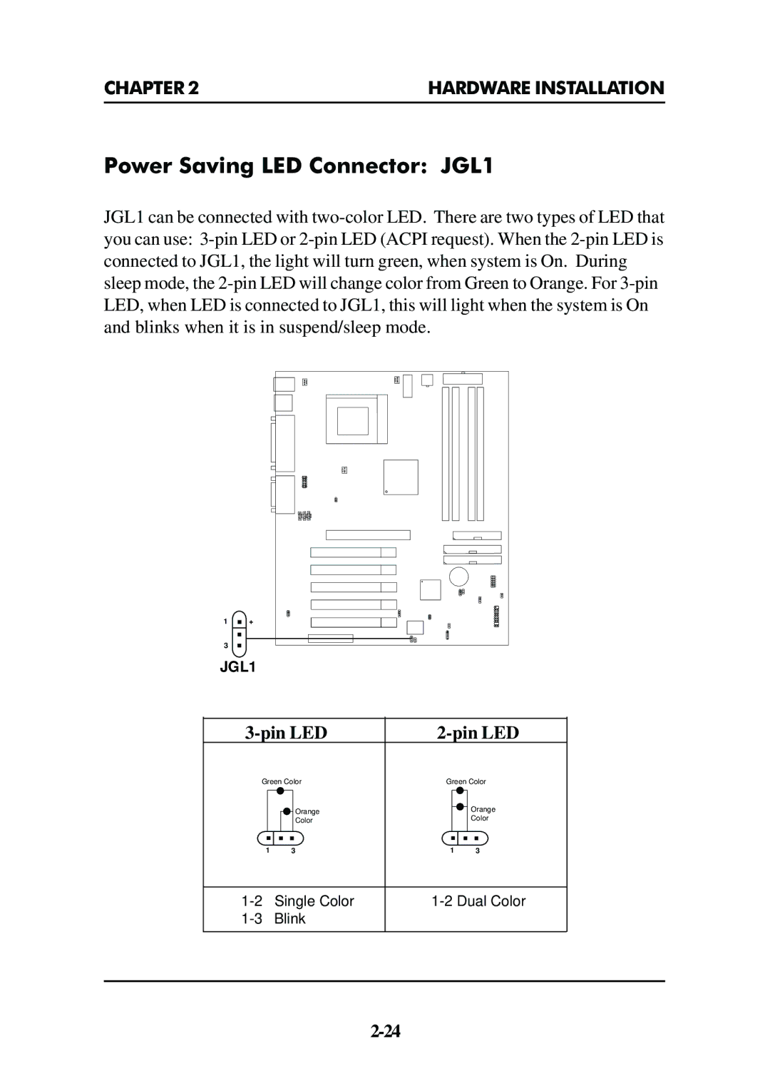 Premio Computer Premio Apollo/Shadowhawk Computer manual Power Saving LED Connector JGL1, Pin LED 