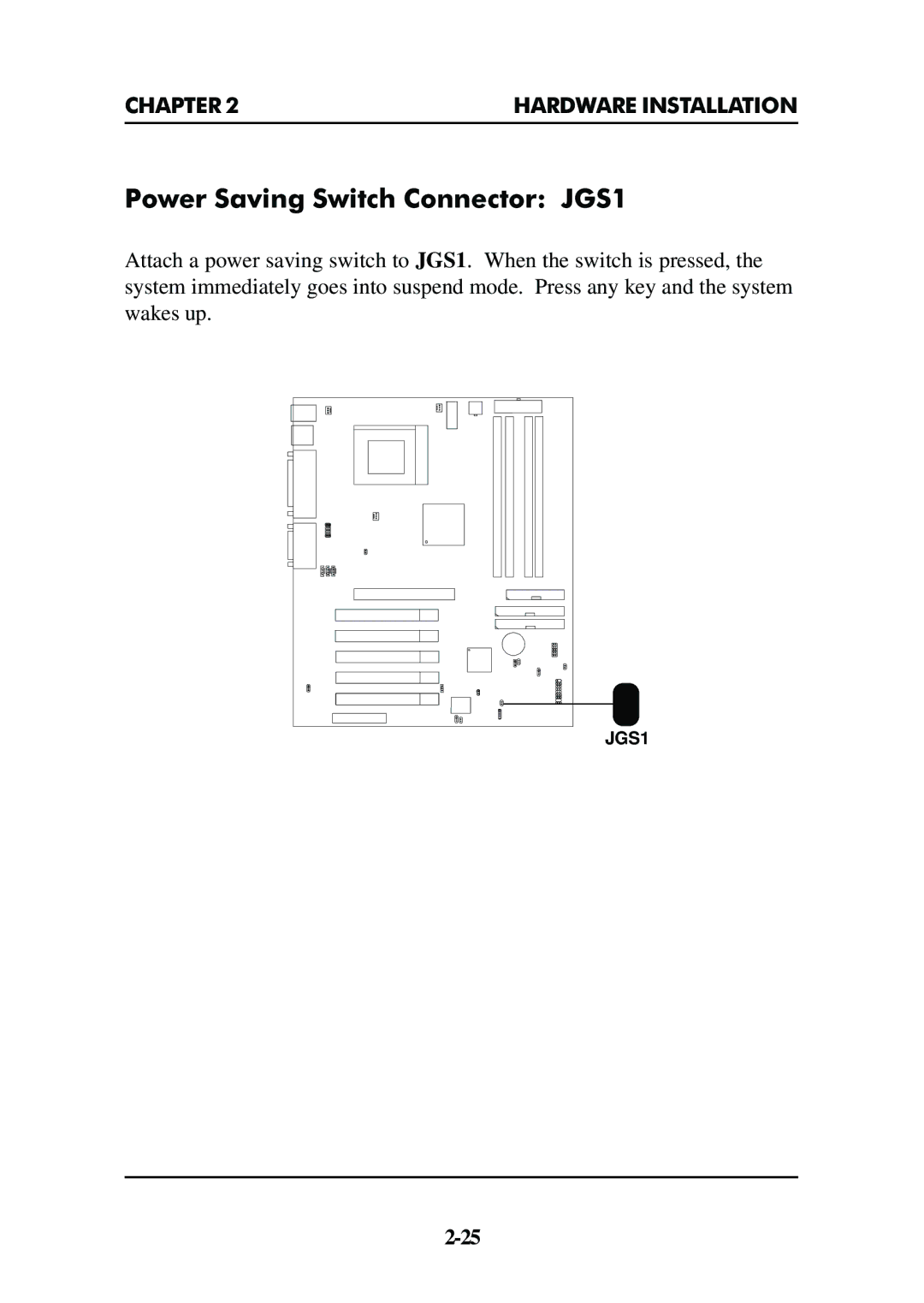 Premio Computer Premio Apollo/Shadowhawk Computer manual Power Saving Switch Connector JGS1 