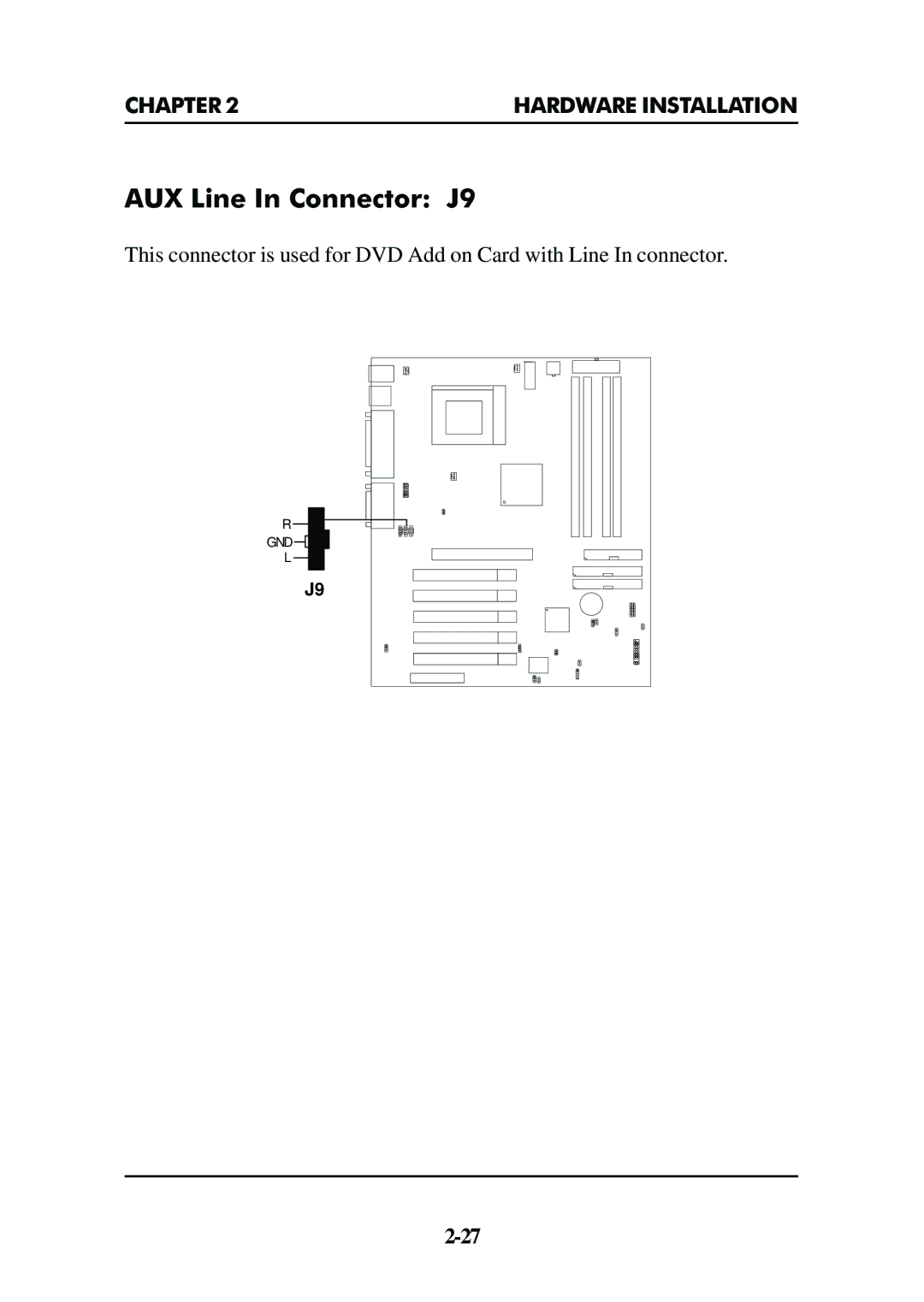 Premio Computer Premio Apollo/Shadowhawk Computer manual AUX Line In Connector J9 