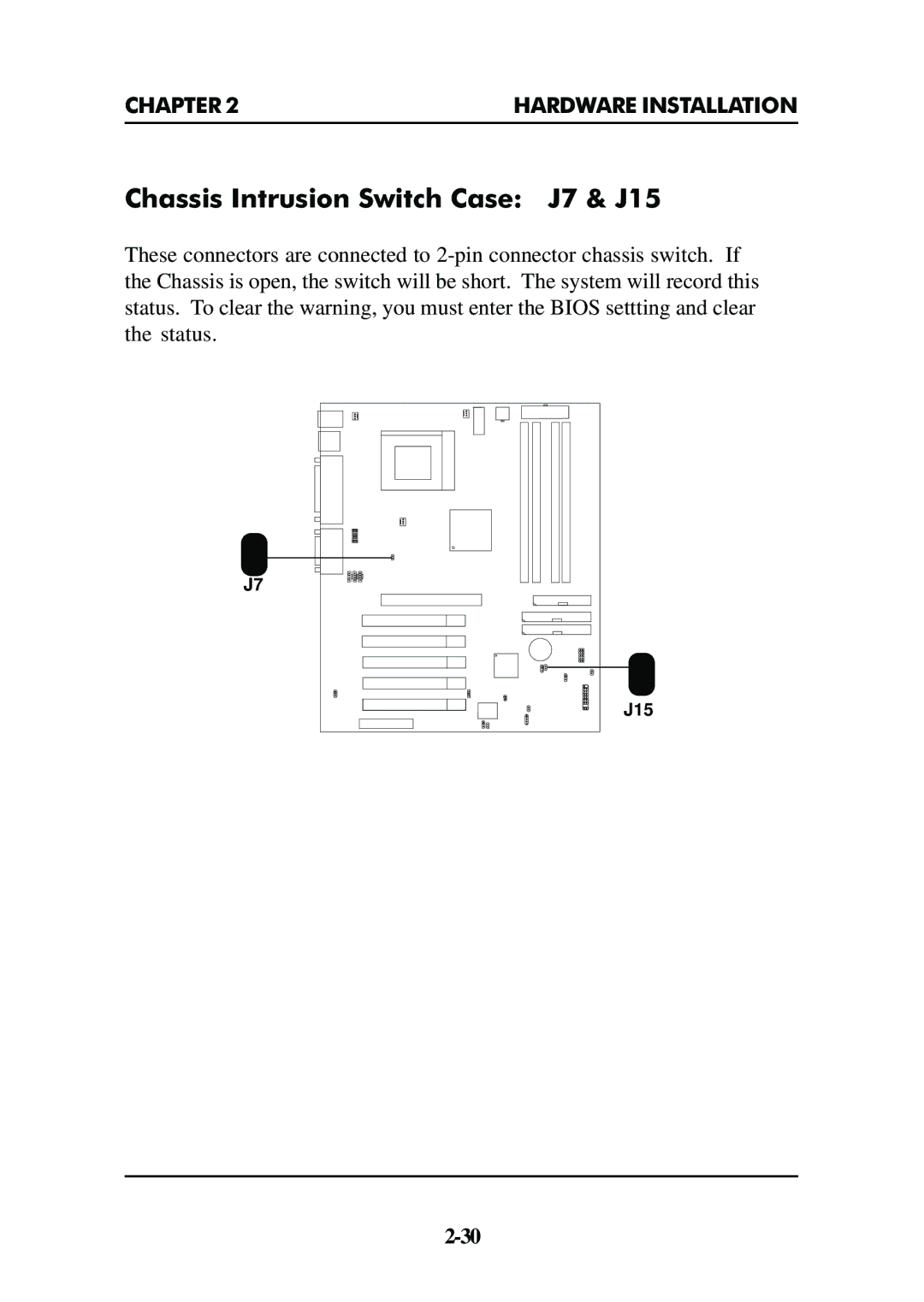 Premio Computer Premio Apollo/Shadowhawk Computer manual Chassis Intrusion Switch Case J7 & J15 