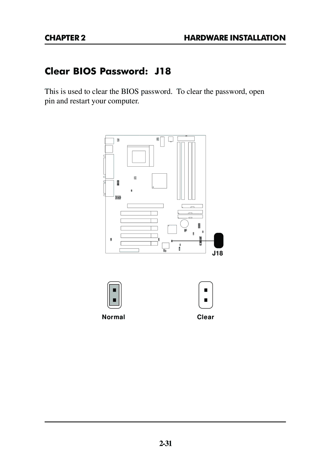 Premio Computer Premio Apollo/Shadowhawk Computer manual Clear Bios Password J18 