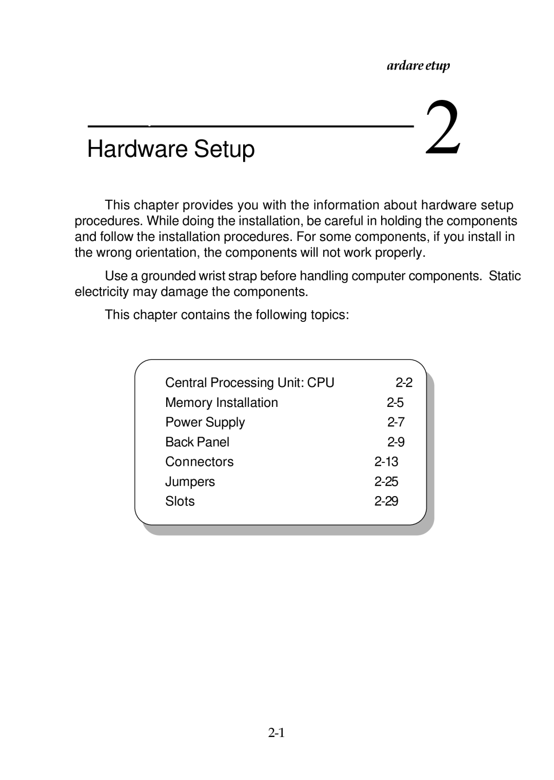 Premio Computer Premio Computer system manual Hardware Setup 