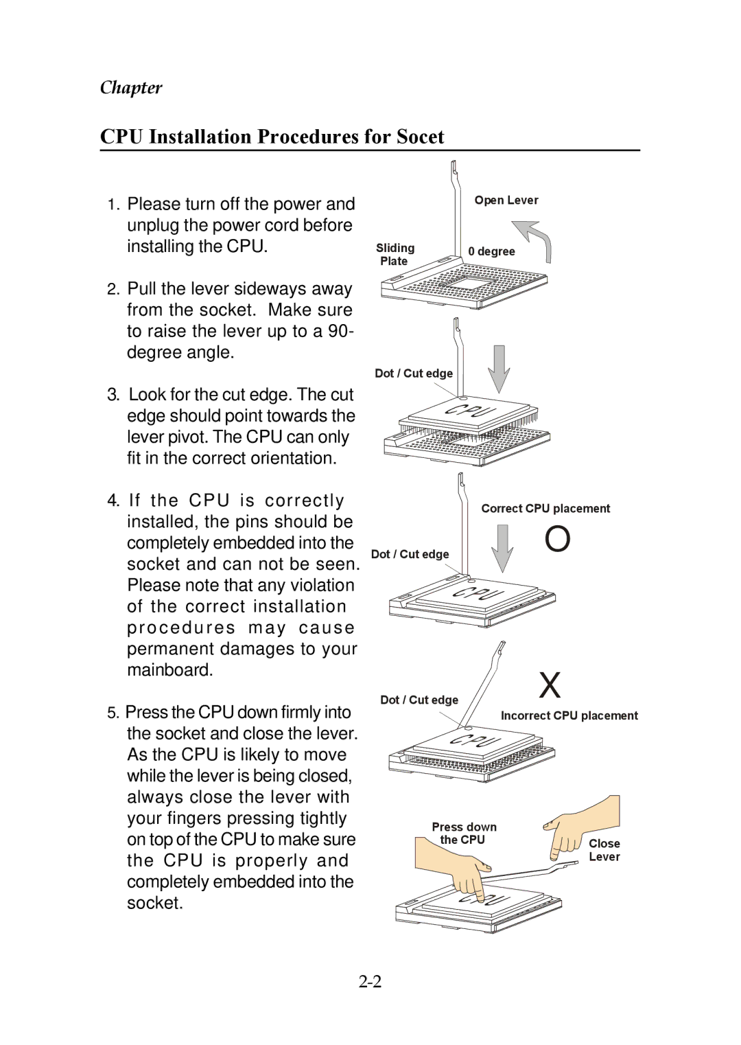 Premio Computer Premio Computer system manual CPU Installation Procedures for Socket, Your fingers pressing tightly 