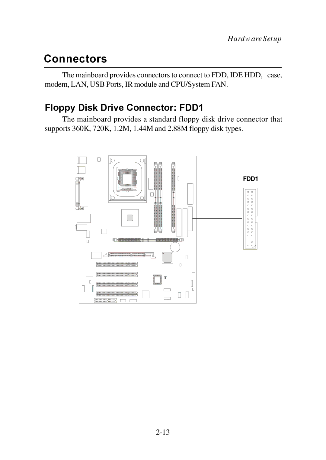 Premio Computer Premio Computer system manual Connectors, Floppy Disk Drive Connector FDD1 