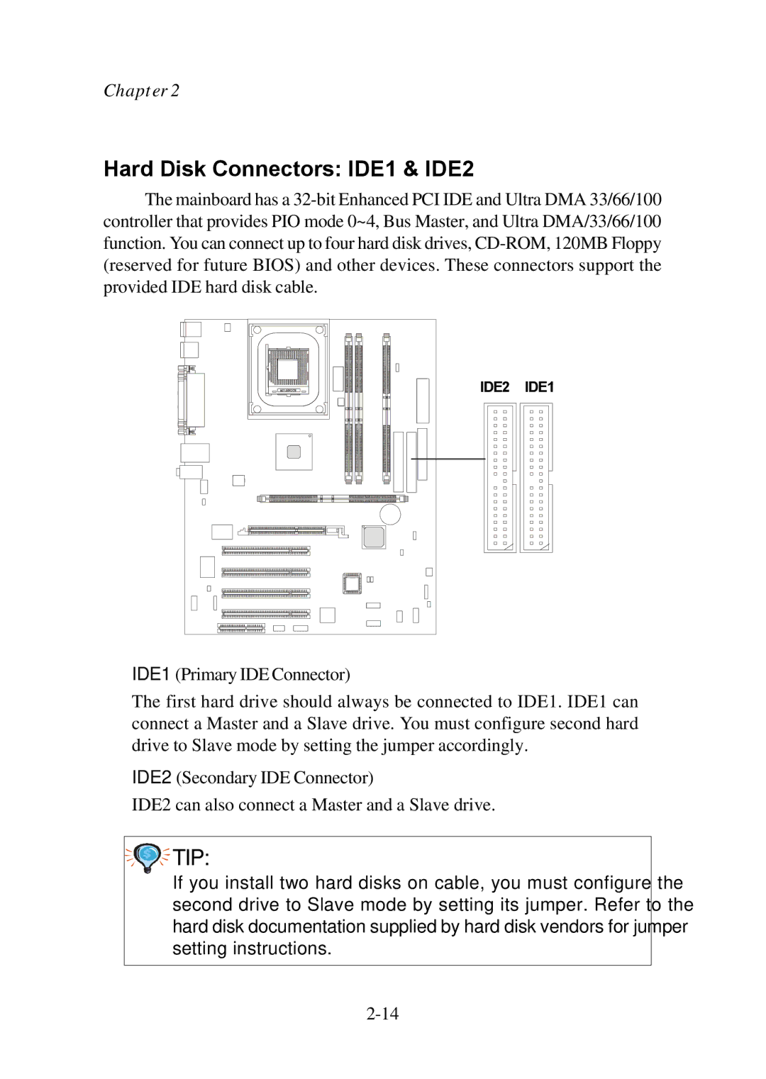 Premio Computer Premio Computer system manual Hard Disk Connectors IDE1 & IDE2, Tip 