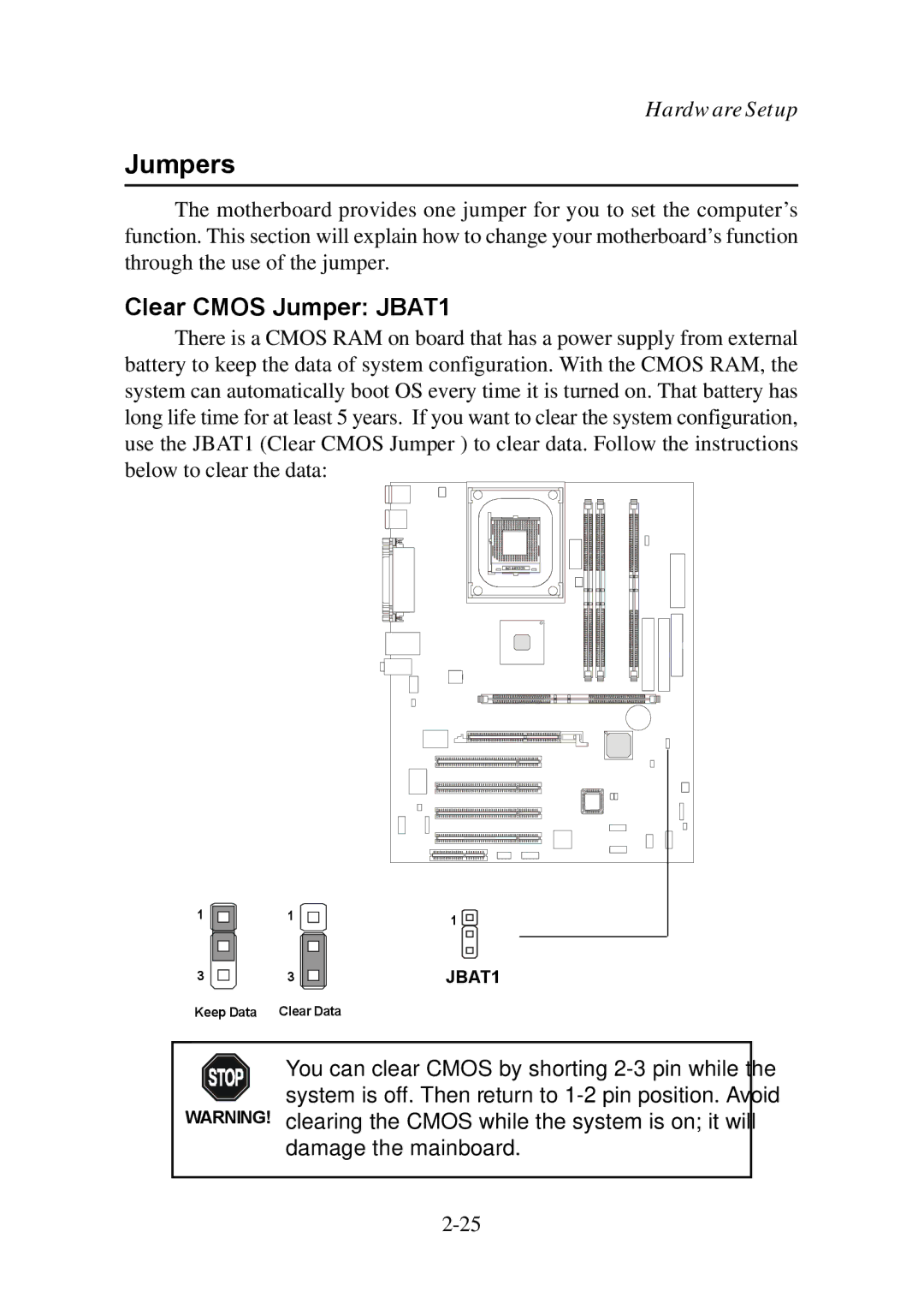 Premio Computer Premio Computer system manual Jumpers, Clear Cmos Jumper JBAT1 