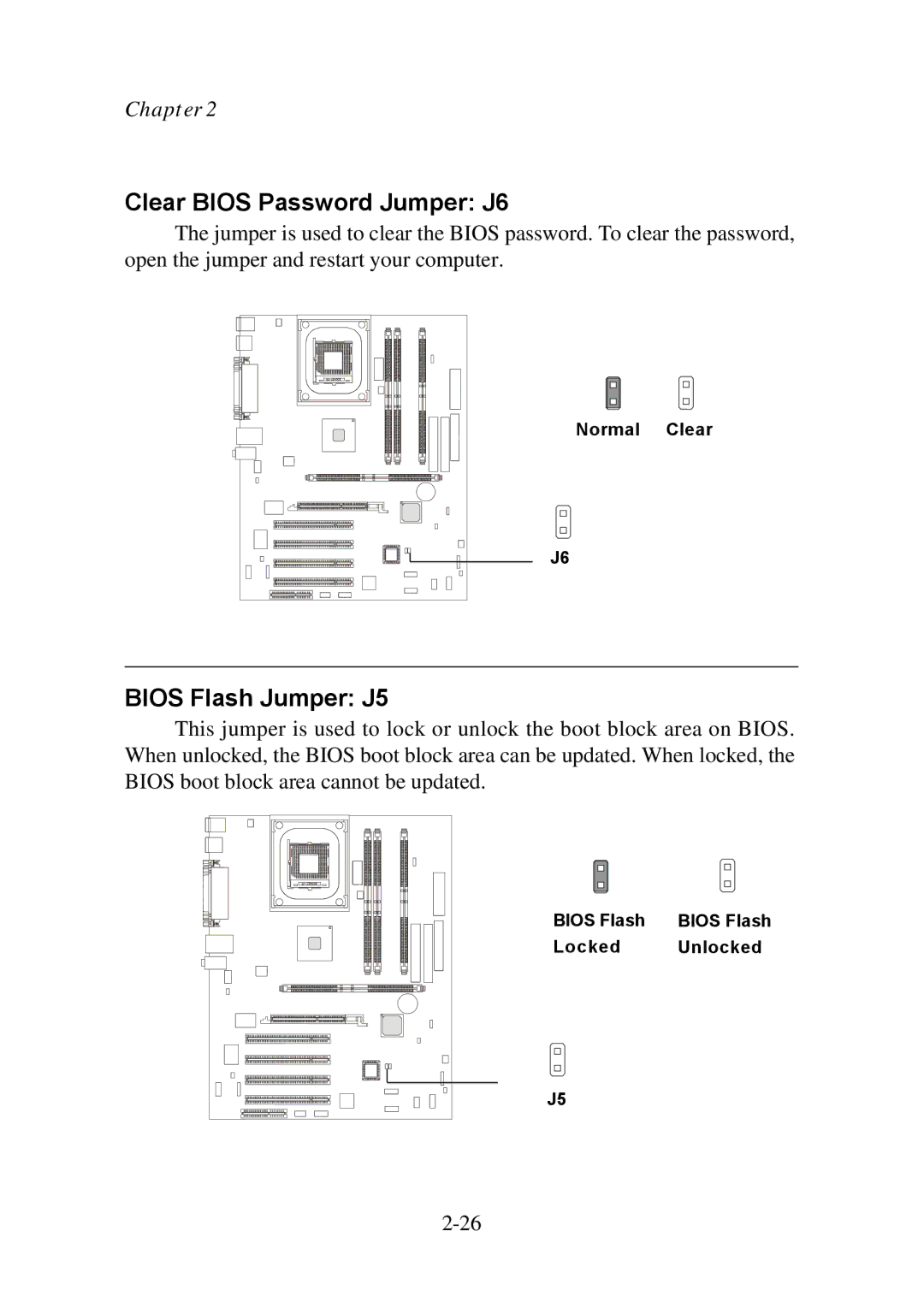 Premio Computer Premio Computer system manual Clear Bios Password Jumper J6, Bios Flash Jumper J5 