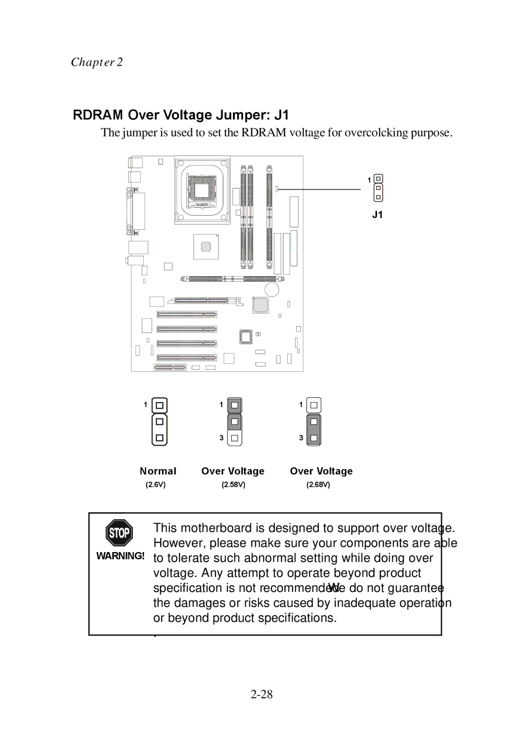 Premio Computer Premio Computer system manual Rdram Over Voltage Jumper J1 