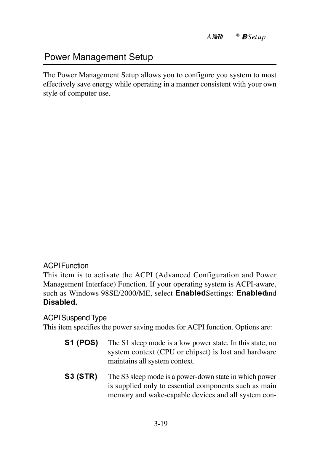 Premio Computer Premio Computer system manual Power Management Setup, ACPIFunction, ACPISuspendType 