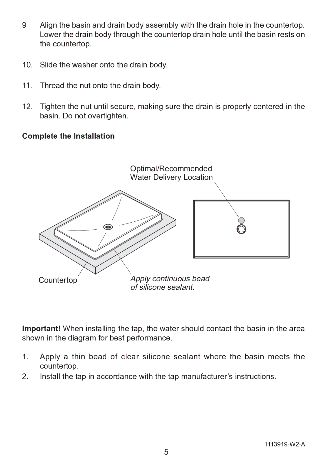 Premium Home Creations K-2369 manual Complete the Installation, Silicone sealant 