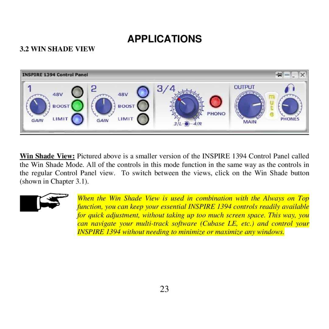 Presonus Audio electronic 1394 user manual WIN Shade View 