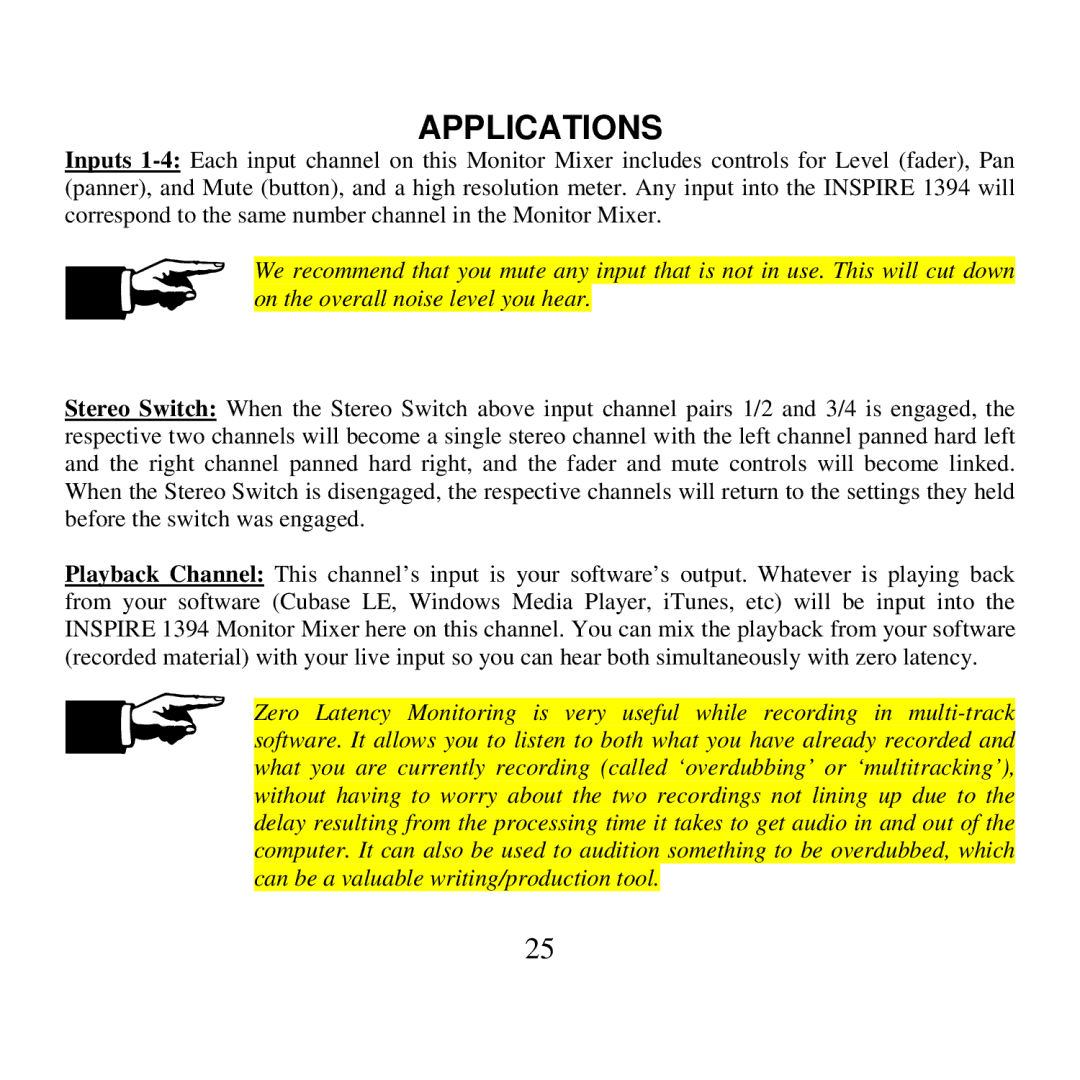 Presonus Audio electronic 1394 user manual Applications 