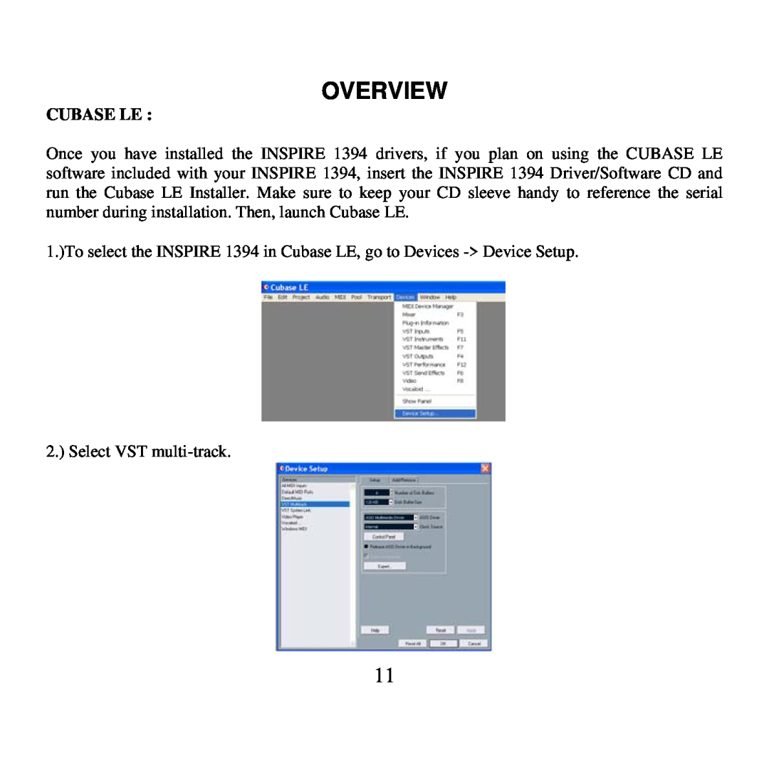 Presonus Audio electronic 1394 user manual Cubase Le, Overview 