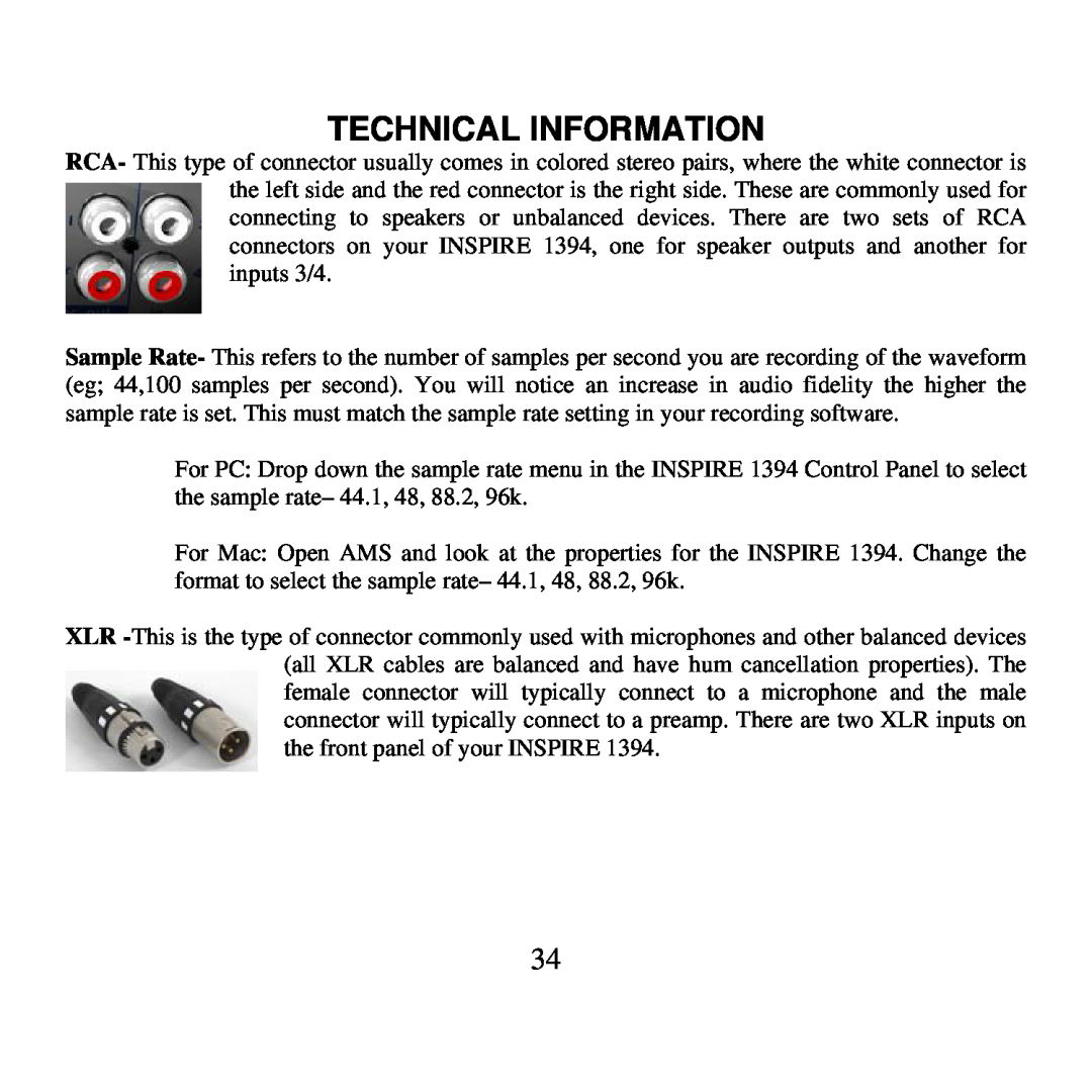 Presonus Audio electronic 1394 user manual Technical Information 