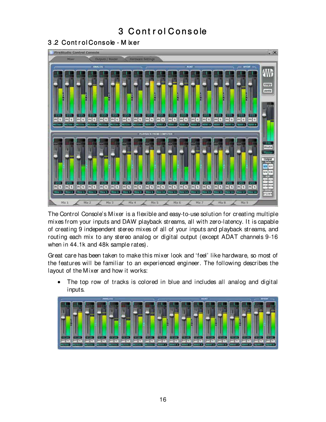 Presonus Audio electronic 26x26 FireWire Recording System user manual Control Console Mixer 