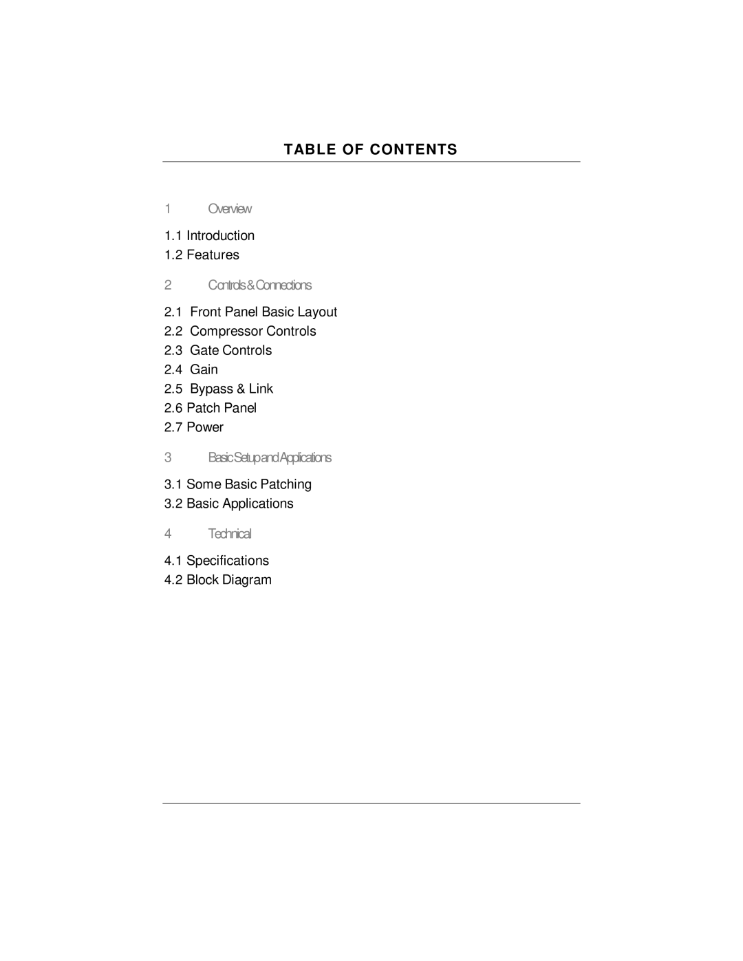 Presonus Audio electronic ACP88 user manual Table of Contents 