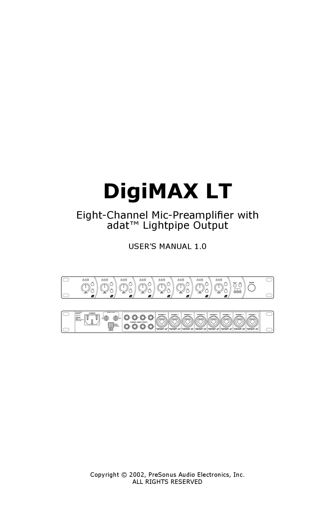 Presonus Audio electronic DigiMAX LT user manual 