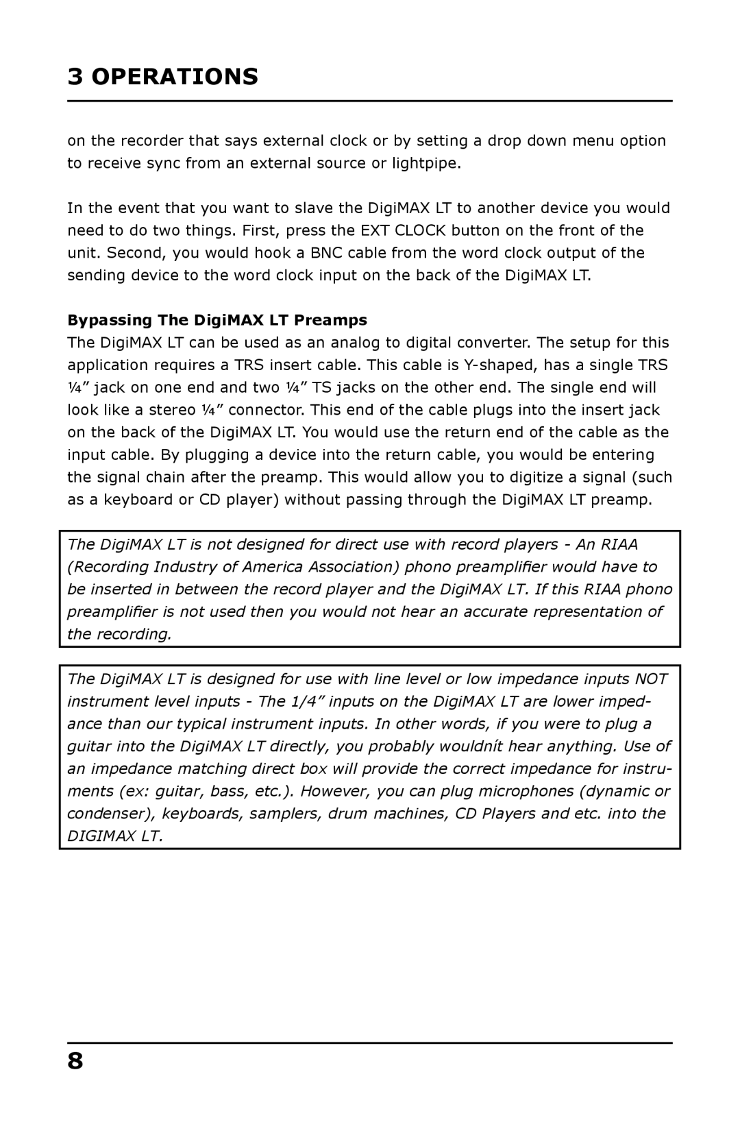 Presonus Audio electronic user manual Bypassing The DigiMAX LT Preamps 