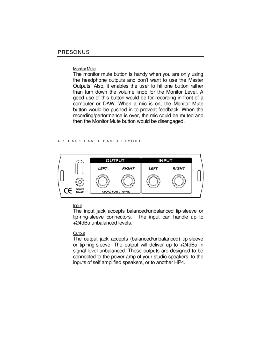 Presonus Audio electronic EQ3B, COMP16, HP4 user manual Monitor Mute 