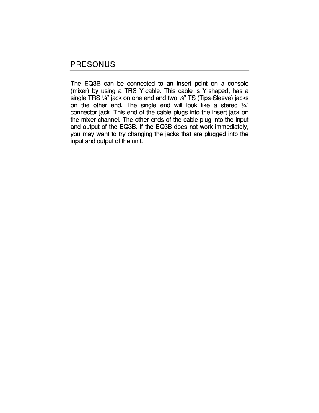 Presonus Audio electronic COMP16, EQ3B, HP4 user manual Presonus 