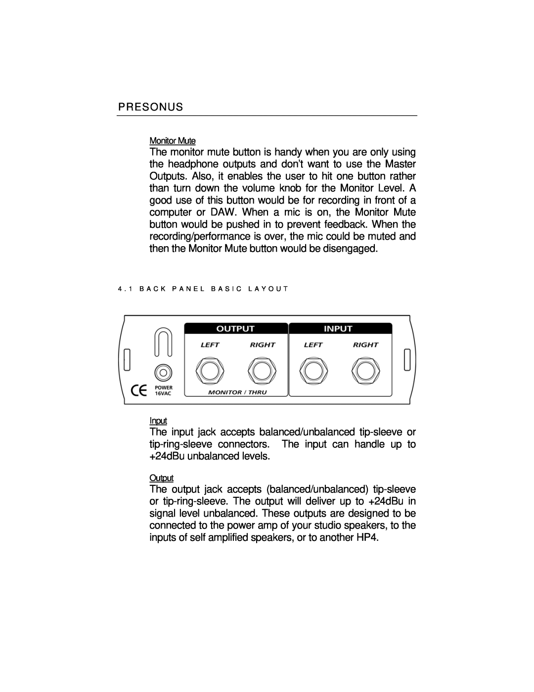 Presonus Audio electronic EQ3B, COMP16, HP4 user manual Presonus 