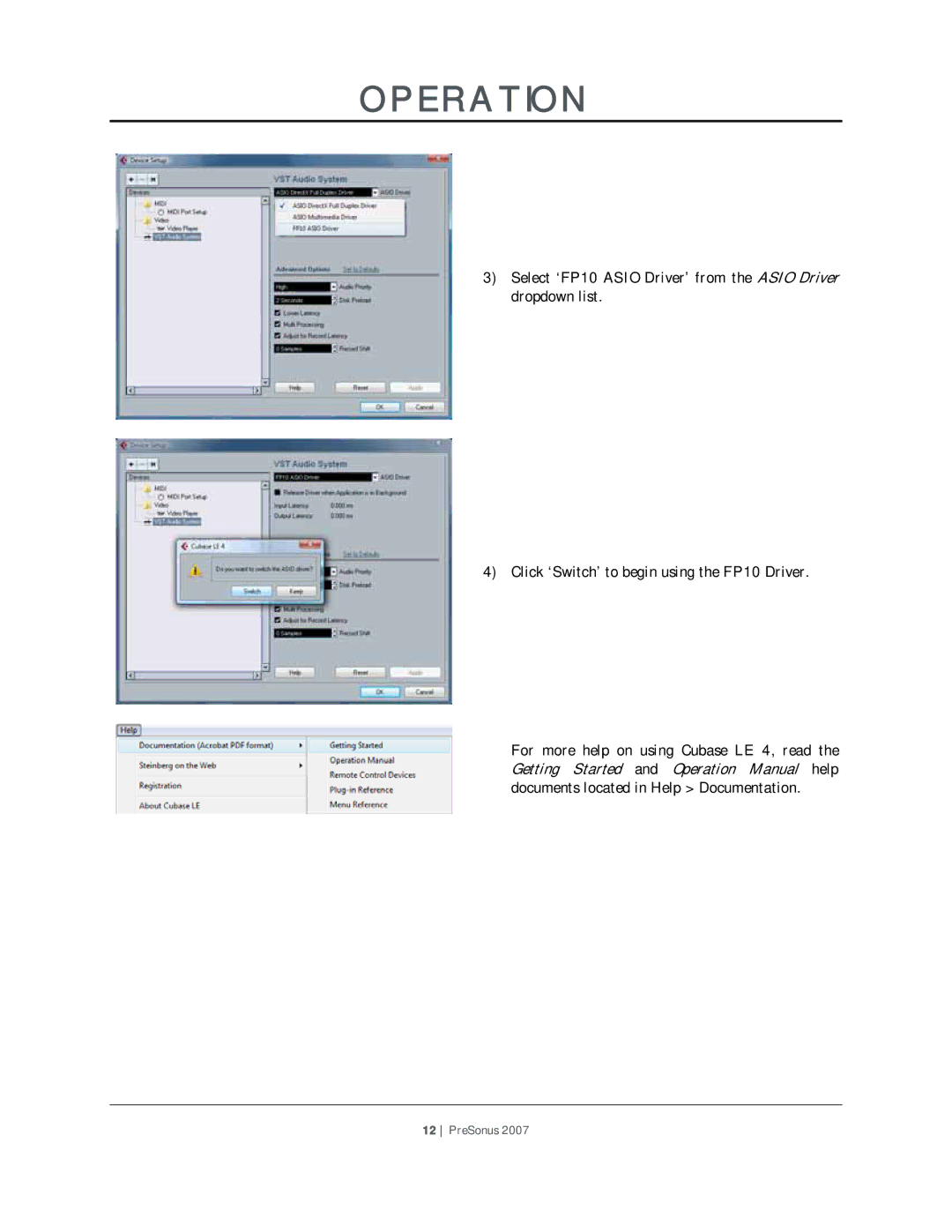 Presonus Audio electronic FP10 user manual Operation 